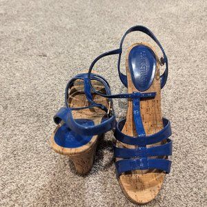 Royal blue cork wedge